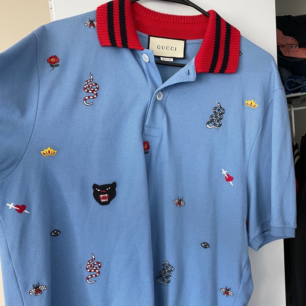 Gucci men polo t shirt with embroidery XXXL